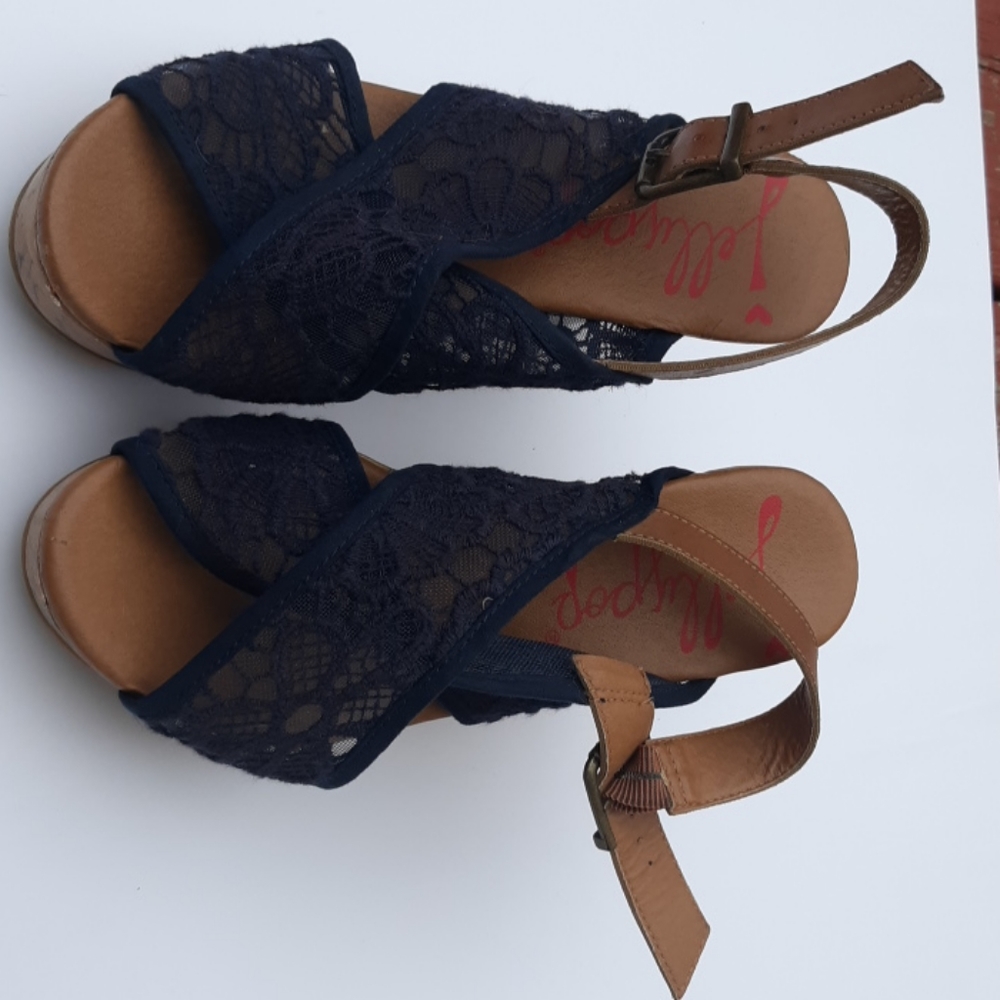 Blue laced laced wedges